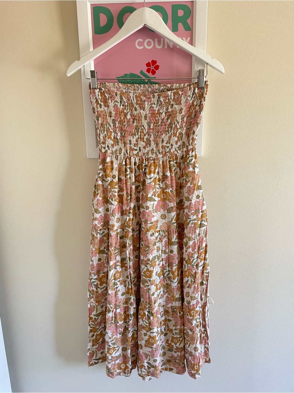 Petal & Pup Vivienne Floral Strapless Smocked Midi Dress in US 0 - Picture 6 of 6